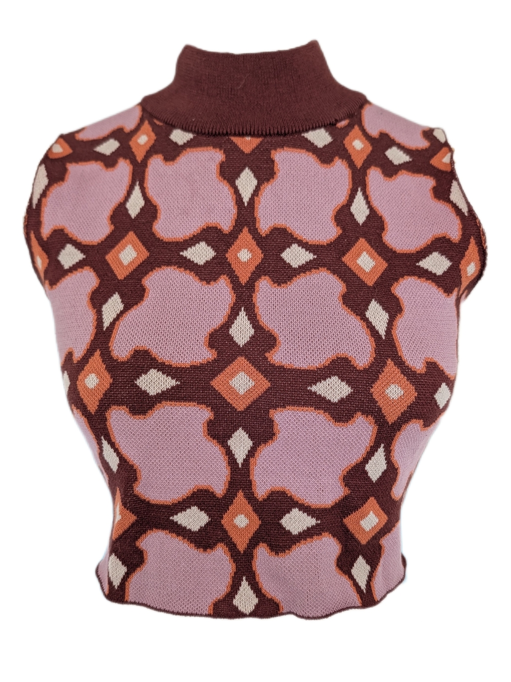 Cider Sleeveless Sweater Vest in Pink, Brown & Cream